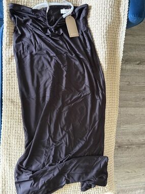 Meshki Dark Plum Satin Maxi Dress